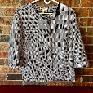 Covington Women’s Black White Geometric Jacket Blazer Size:16W